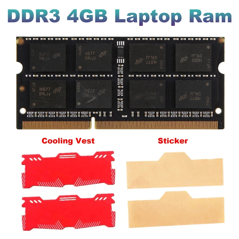 

Оперативная память DDR3 для ноутбука, ОЗУ 4 Гб + охлаждающий жилет, 1600 МГц, 1,5 в, 204-контактный разъем, ОЗУ Sodimm Ram для AMD, высокая совместимость