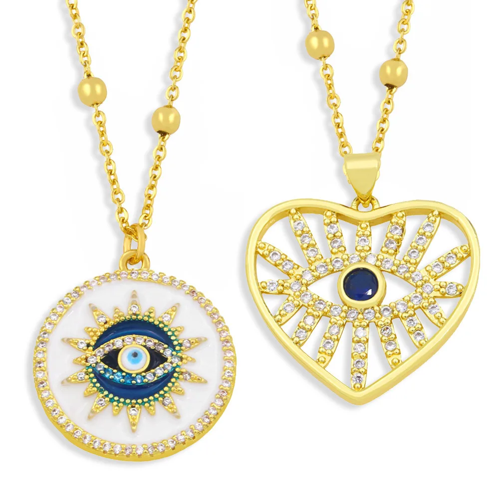 

Megin D Hot Sale Punk Simple Exquisite Heart Eye Copper Necklaces for Men Women Couple Friend Fashion Design Gift Jewelry