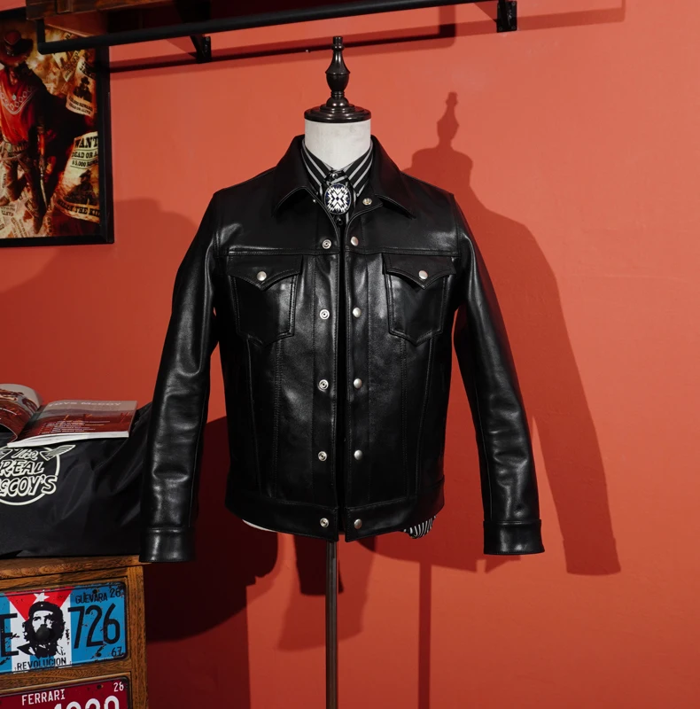 

YR! Бесплатная доставка. Брендовая японская куртка в форме подковы батик. Роскошное классическое повседневное приталенное пальто из 557 натуральной кожи, итальянская телячья кожа