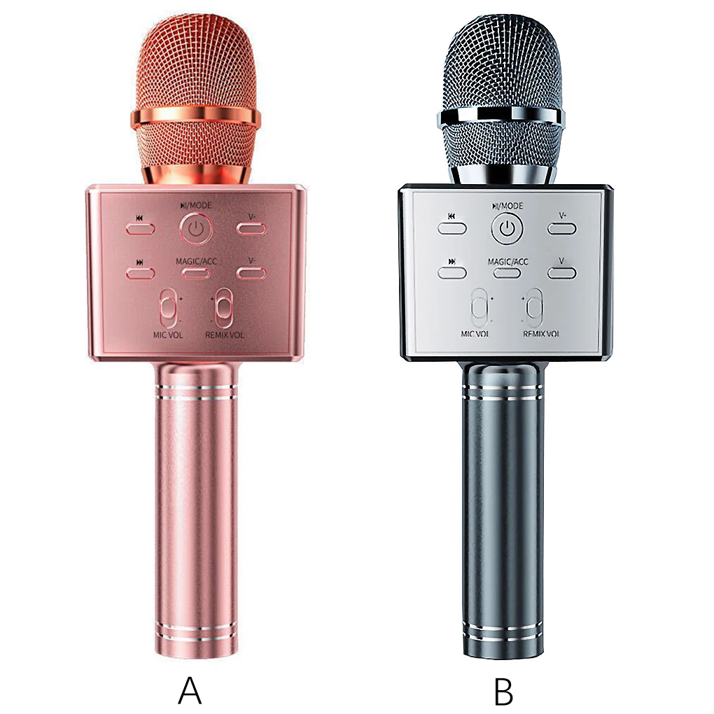 

Перезаряжаемый беспроводной микрофон Bluetooth V5 0, портативный ручной микрофон для караоке темно-серого цвета