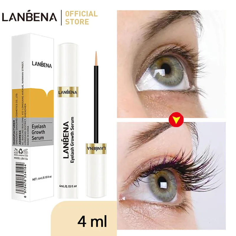 LANBENA Eyelash Growth Serum Eyelash Enhancer Longer Fuller Lash Lift Eyelashes Eyebrows Thicker Nourishing Eye Care Cosmetics