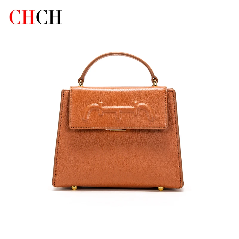 

CHCH Women Cow leather Shoulder Bag Solid Color Flap Handbag Brand Fashion Ladies Shoulder Bags Messenger Bag