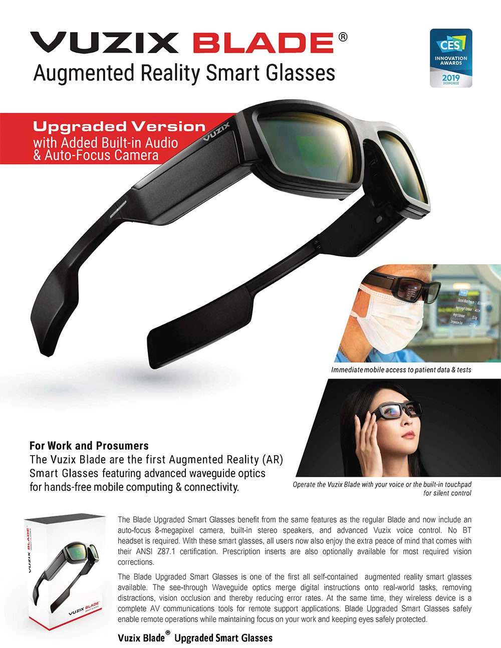 Умные очки VUZIX Blade2 с улучшенным волнистым эффектом для мобильных вычислений и