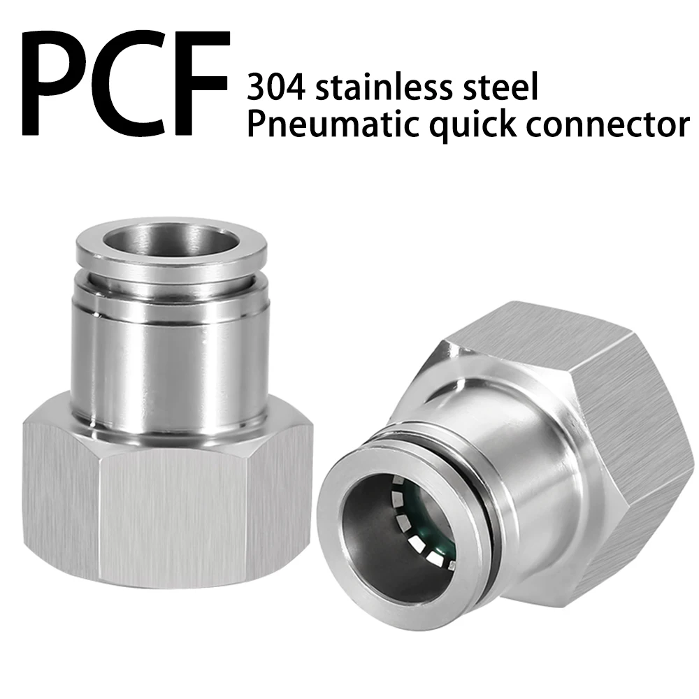 

PCF Pneumatic Quick Coupling 304 Stainless Steel M5 1/8 "1/4" 3/8 "1/2" BSPT Internal Thread Air Hose 4 6 8 10 12mm 8-02 10-02
