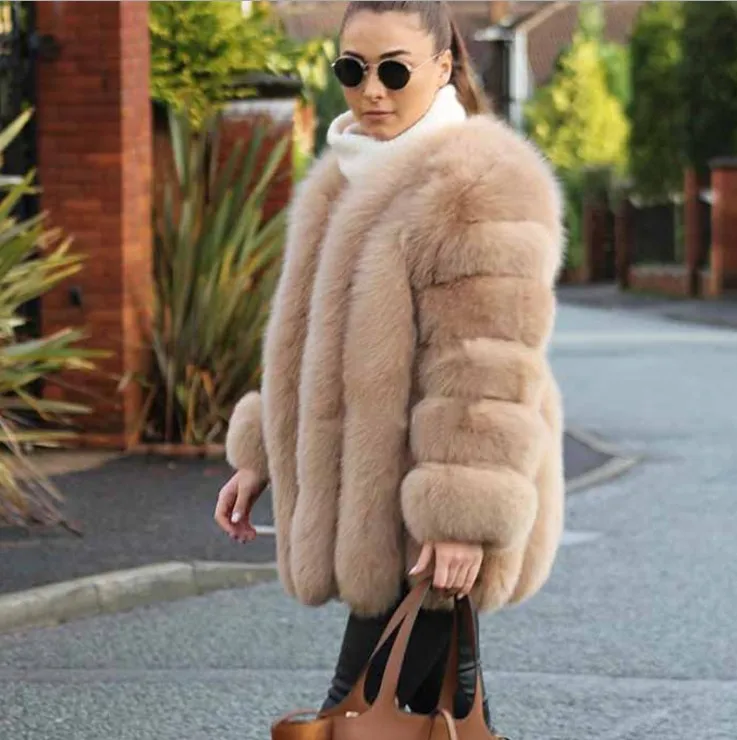 Fur Imitation Fox Fur New Mid-length Coat Long-sleeved Fur Coat Female Winter Coat Women  Clothes for Women  Faux Fur Coat