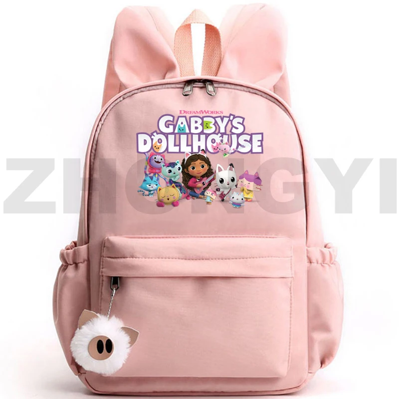 Kawaii Rabbit Ears Girls Gabby Dollhouse Bags Anime Harajuku Gabby's Dollhouse Backpacks Halloween Travel Lovely Backpack Women