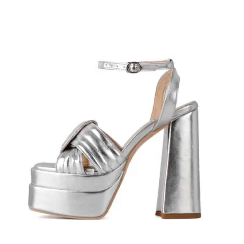 2023 Summer New Sandals Women's Thick Heels Thick Soles Open Toe French Retro One Word Buckle Fashion Women's Shoes 33-43 227-3