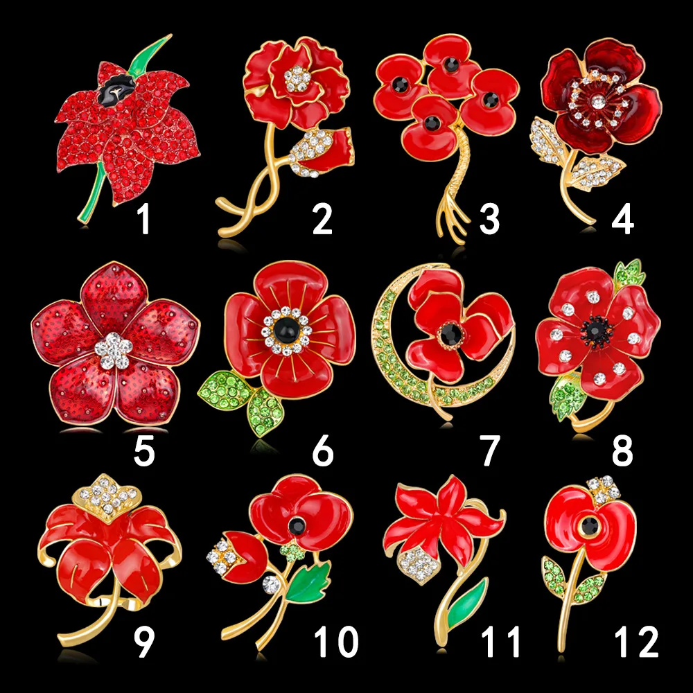 

Red Poppy Safflower Brooches for Women Commemorate Party Casual Clothing Suit Dress Decoration Brooch Pin Jewelry Gift Wholesale
