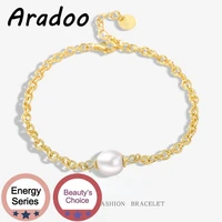 aradoo s925 baroque natural freshwater pearl bracelet light luxury gold plated pearl bracelet