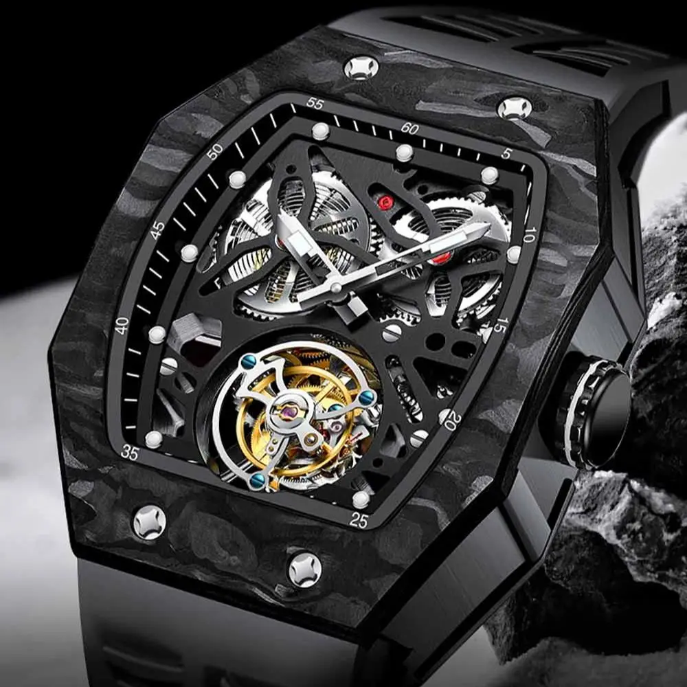 

Роскошные часы мужские AESOP Tourbillon часы сапфир Водонепроницаемые механические реплики наручные часы Tonneau чехол Скелет Дизайн 7036
