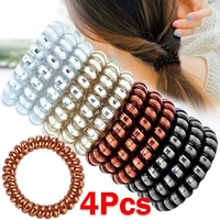 4pcs hair rubber bands for women hair accessories girl phone cord spiral hair ties gum ponytail holders elastic hair rings band