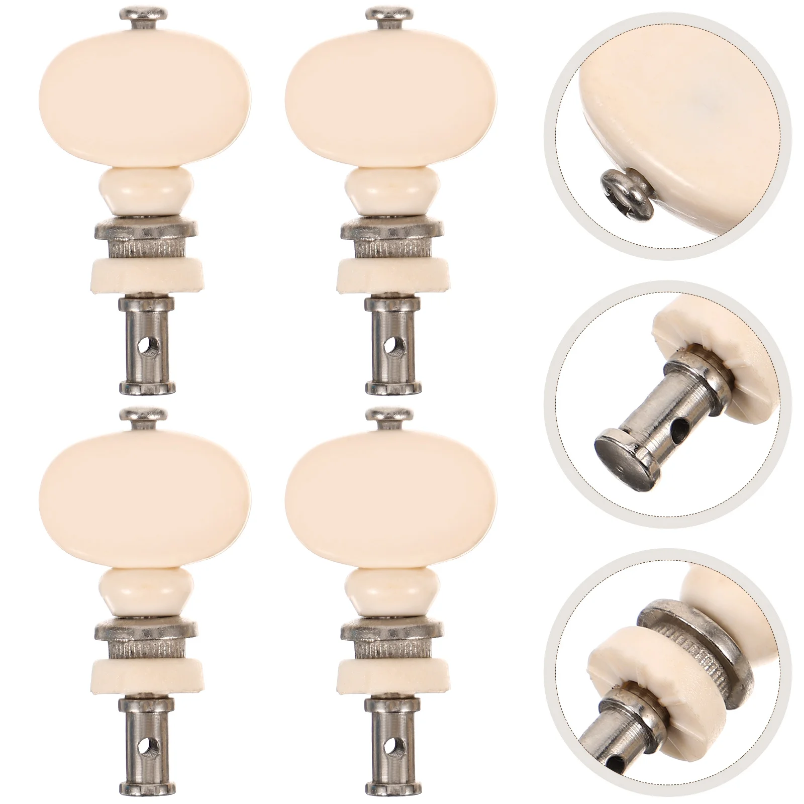 

4 Pcs Ukulele Accessories Pegs Nickel Plated Universal Tuning Tools White Instrument Parts