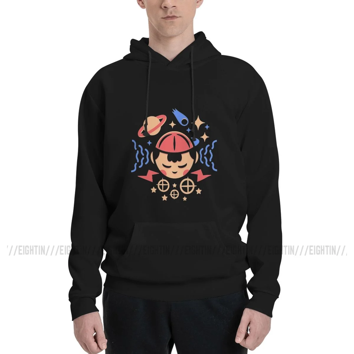 

Hoodie Couple Thin Fleece Sweatshirt Men's PSI Power Earthbound Purified Cotton Mother RPG Ness Hooded Sweatshirt Grey Pullovers
