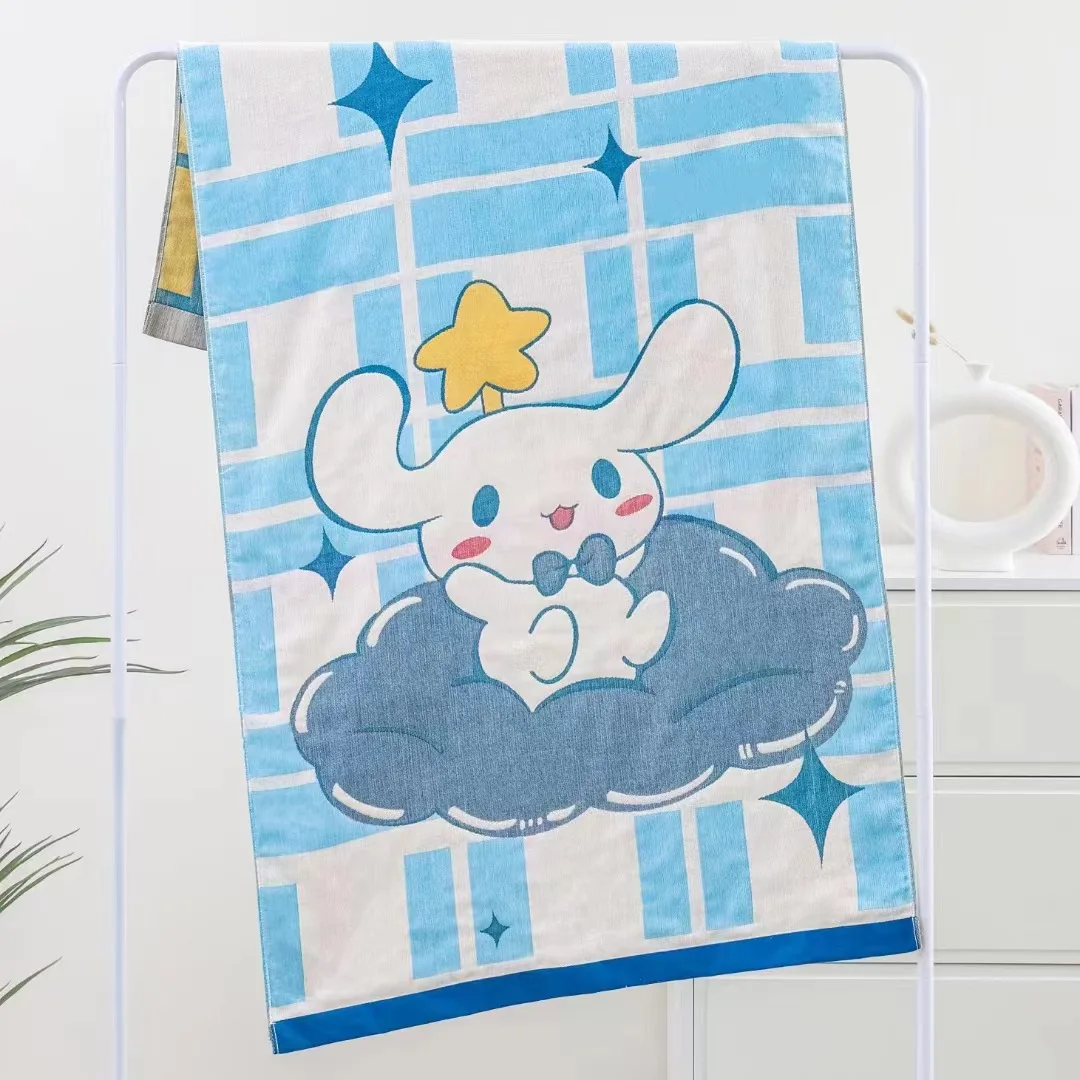 

Cute Sanrio Bath Towel Hello Kittys Kuromi Accessories Kawaii Anime Cotton Gauze Soft Absorbent Large Towel Toys for Girls Gift