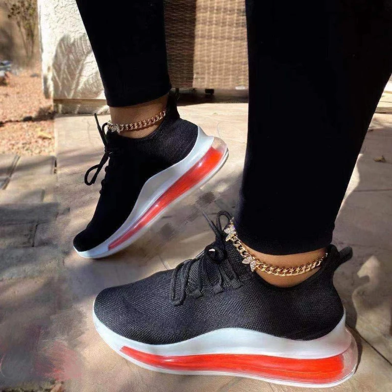 

Женские кроссовки на воздушной подушке, цветные, на шнуровке, удобная Вулканизированная подошва, для бега