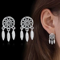 alloy long feather earring ethnic vintage womens tassel stud earrings