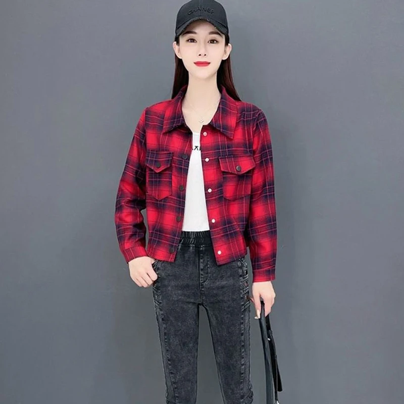 Японские модные рубашки женские весенне-осенние короткие утягивающие топы с