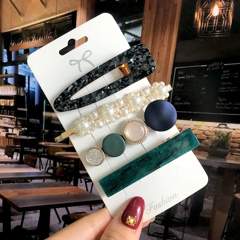 1 компл. Жемчужные Кристальные акриловые заколки для волос женщин Ретро