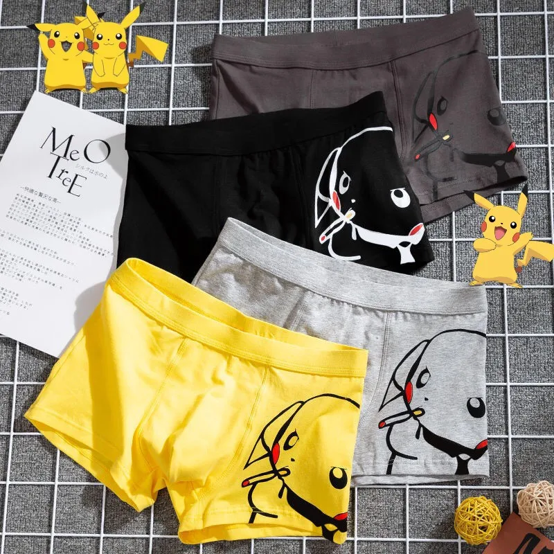 

4Pcs Pokemon Cotton Panties Fashionable Men Breathable Comfortable Boxer Bottoms Kawaii Pikachu Anime Underpants Shorts Kid Gift