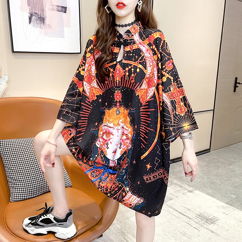 

2023 Женская традиционная китайская одежда Топ Ретро топ с принтом ханьфу женские топы Восточный костюм Тан китайская Блузка Платье