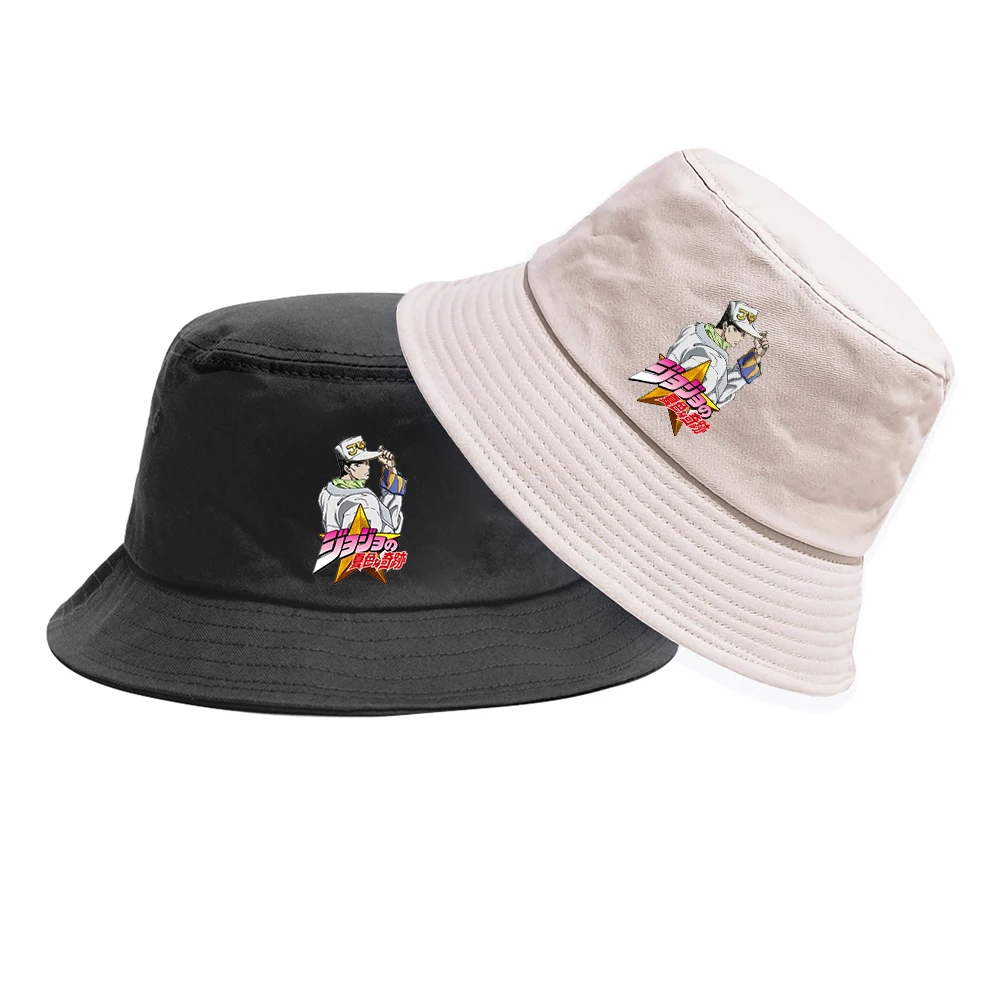 

Casual Fisherman Hat JOJO Bizarre Adventure Bucket Hats Anime Student Hat Outdoor Caps Summer Hip Hop Sun Protection Cap Unisex