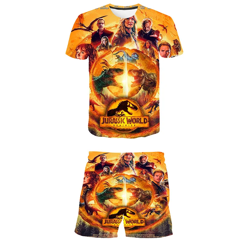 

3D Children Clothing Sets Jurassic World Dominion Summer Baby Boy Clothes Baby Girls T shirt+Pants 2pcs Suits Kids Boys Clothes