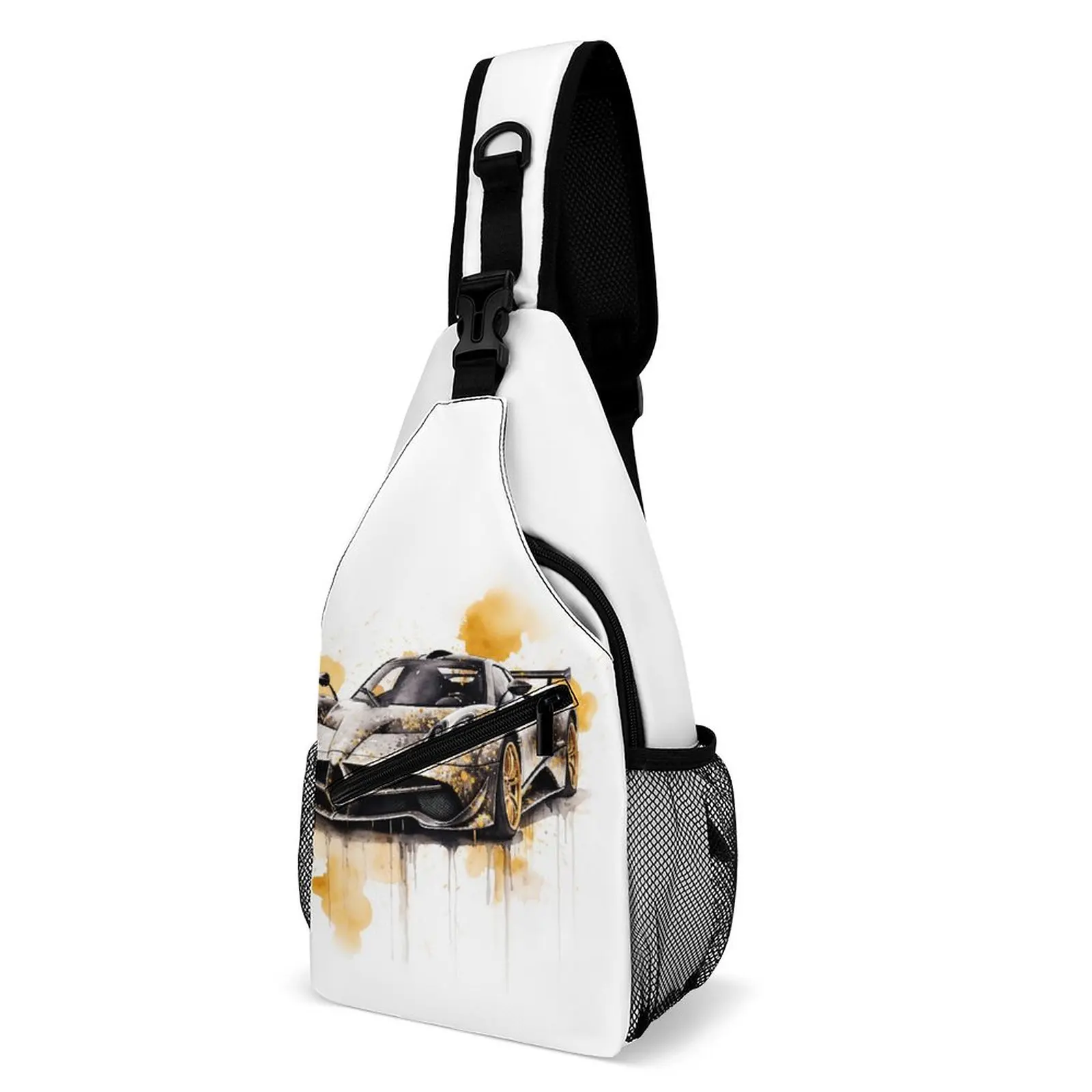 

Sports Car Chest Bags Ink Drawing Hyper Artistic Graphic Shoulder Bag Novelty Phone Crossbody Bag Travel Motorcycle Sling Bags