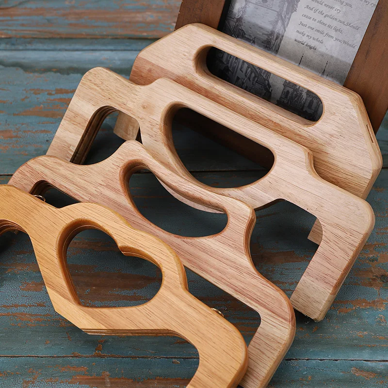 1 Set Wholesale Nature Heart Shape With Hinge Guangzhou Wooden Handle Purse Frame Obag Accessories Handbag Purse Frames Hangers