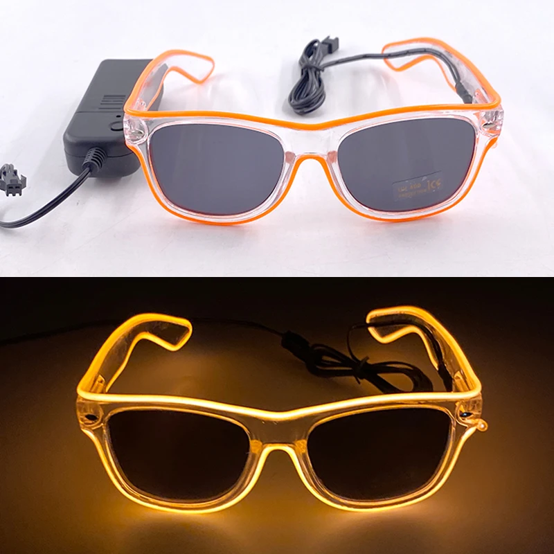 

1 шт., светящиеся светодиодные очки, светящиеся солнцезащитные очки, неоновые очки EL Wire, светящиеся в темноте товары для вечеринок, неоновые сувениры для вечеринок для взрослых