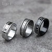 2022 new mens 316l stainless steel rings retro odin viking rune with fashion chain ring amulet jewelry gift free shipping