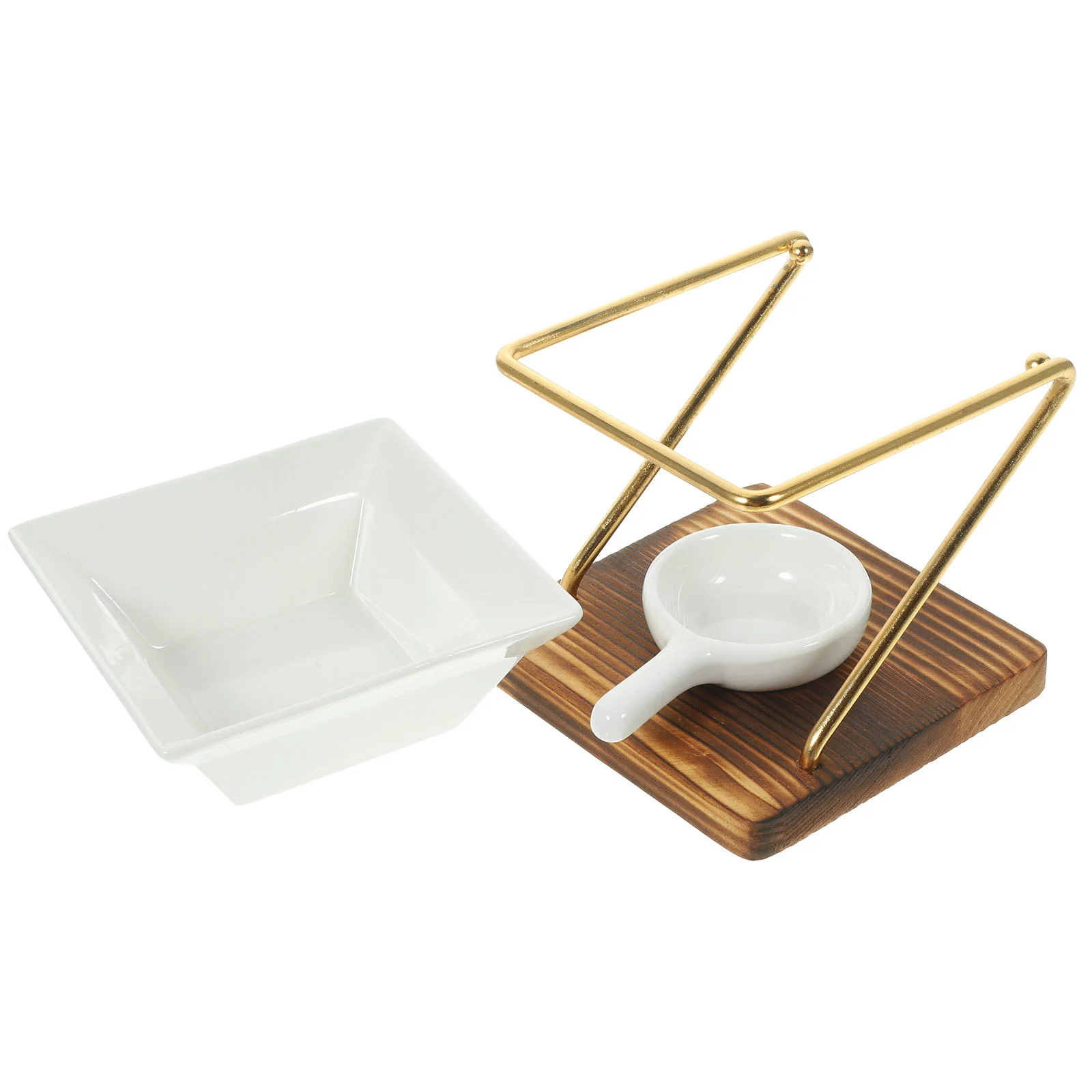 

Aroma Lamp Stove Wood Burner Ceramic Wooden Holder Diffuser For Bedroom Wax Melt Essential Oil Decor