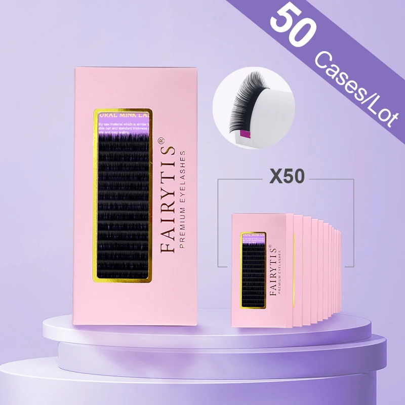 

FAIRYTIS C D Curl Faux Mink Eyelashes Extension 50Cases/lot Individual Eyelash 0.05/0.07/0.10/0.15mm Faux Cils Beauty Wholesale