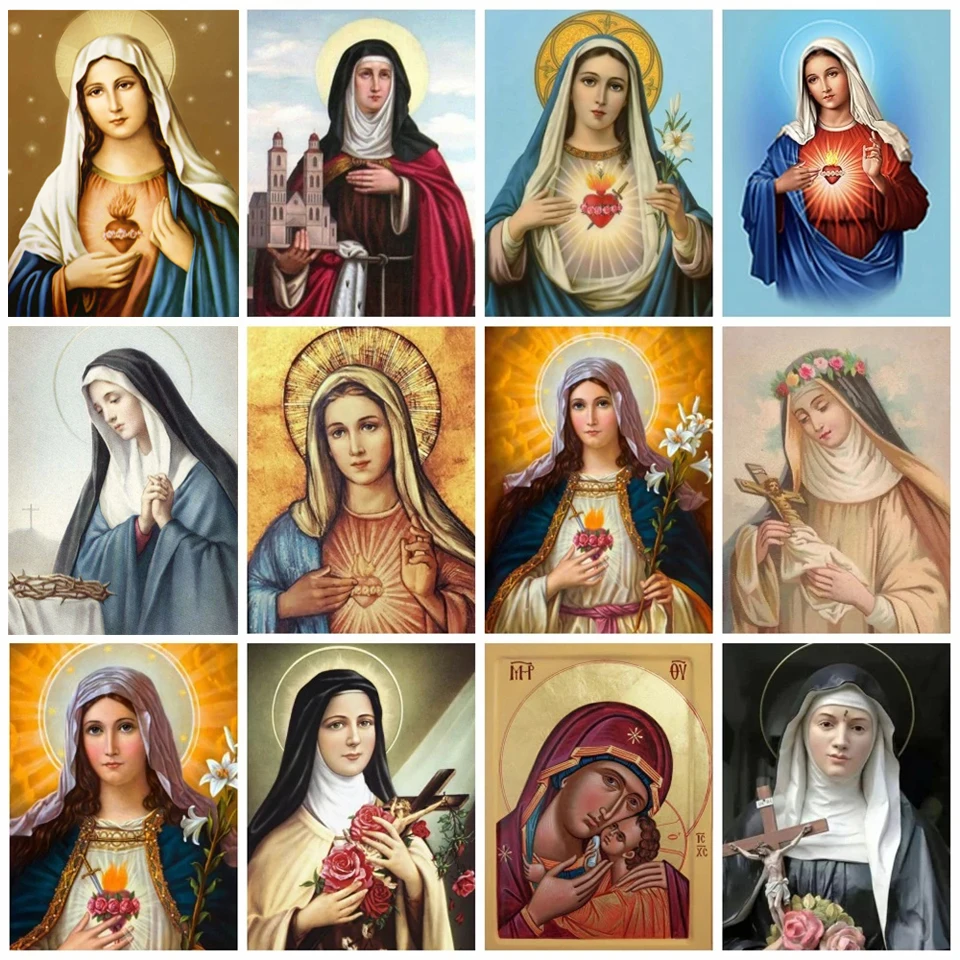 

5D Diy Diamond Painting Virgin Mary Icon Full Rhinestones Embroidery Mosaic Art Cross Stitch Kits Home Decor New Arrivals 2023