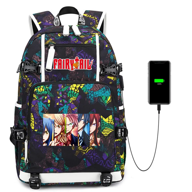 

Fairy Tail Boys and Girls Bags Children's Backpacks Leisure Bags Cartoon Printing Bags School Bags for Teenagers Travel Bags