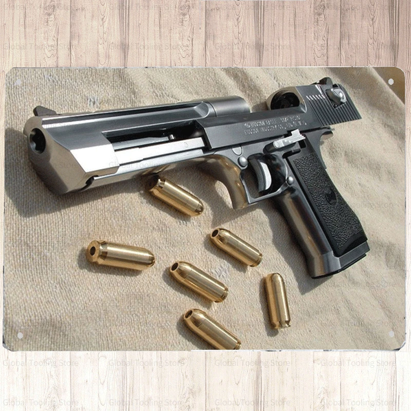 

New 2022 Airsoft Pistol Bullet Metal Tin Sign Home Decoration Art Poster Wall Sticker Metal Plaque Bar Pub Club Iron Painting