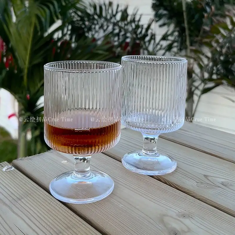 

European-Style Striped Goblets Vintage Champagne Glasses Light Cocktail Glasses Outdoor Picnic Drink Cups Party Beer Wine Cups