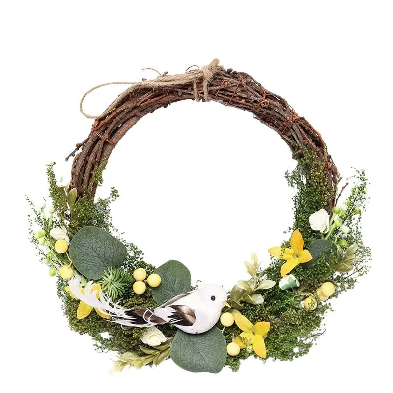 

Easter Decoration Door Wreath Rattan Wreath DIY Easter Egg Decor Artificial Bird Nest Garland Easter Party Home Decoration Gift