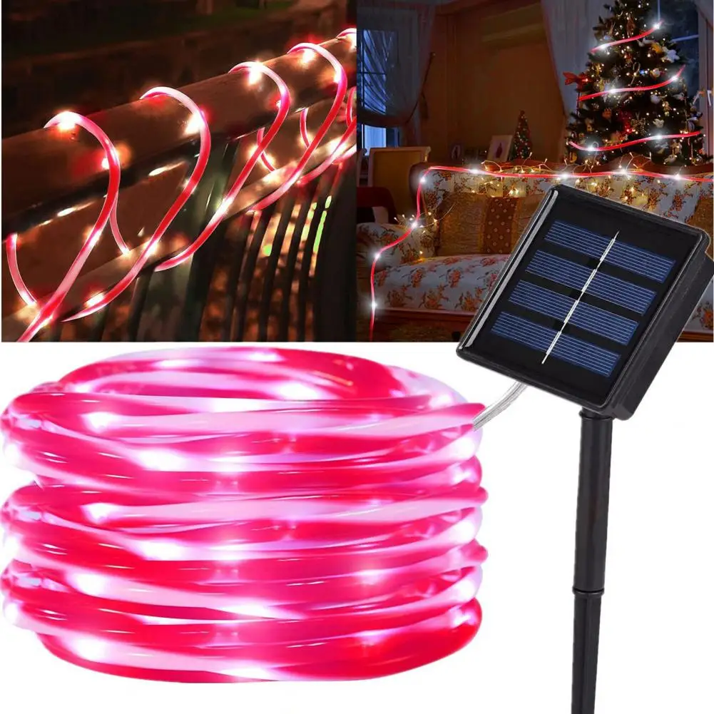 

1 Set 8 Lighting Modes Retractable PVC Pipe Sleeve String Light Christmas Outdoor Solar Waterproof LED Rope Light Living Room