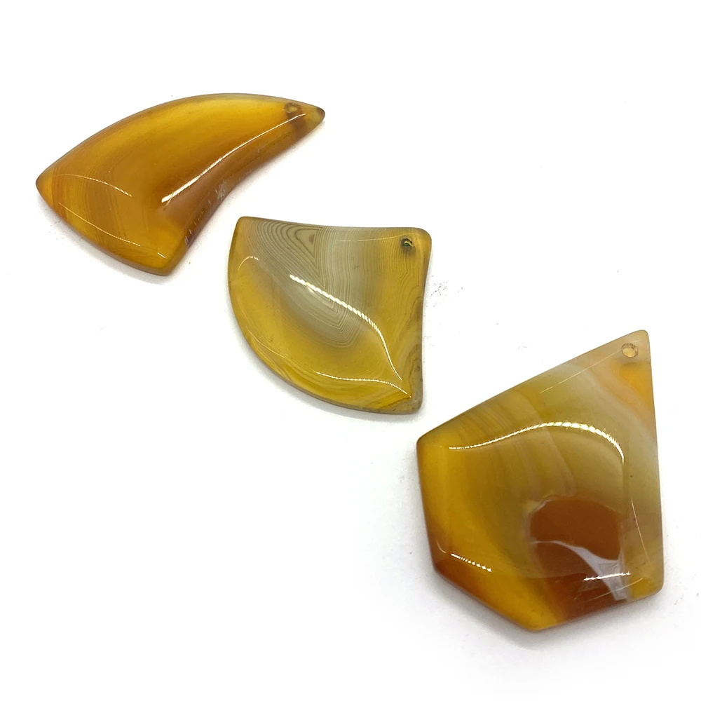 

Pendants DIY 5pcs Set Punch Striped Agate Natural Stone Onyx Vase Wolf Tooth Ginkgo Biloba Shape Making Necklace Jewelry Charms