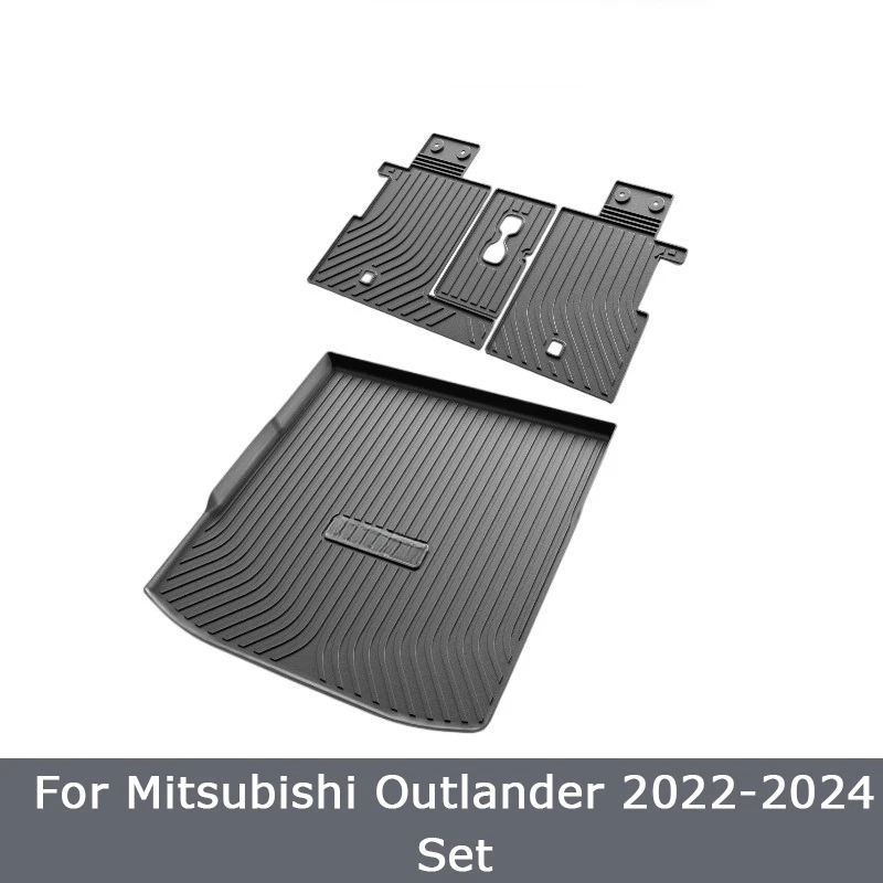 

Коврик для заднего багажника Mitsubishi Outlander GM GN ZM PHEV 2022 2023 2024 TPE, водонепроницаемый коврик для хранения, защитные аксессуары для пола