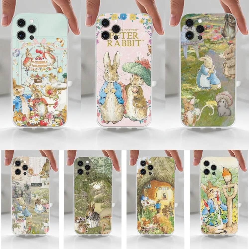 Милый чехол P-Peter R-Rabbit для iPhone 16 15 14 13 12 11 Plus Pro Max XR XS X 7 8 SE Mini прозрачный силиконовый