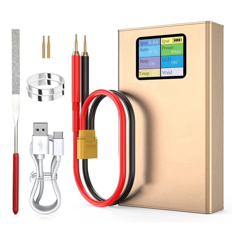 

Spot Welder 10000Ma-H Enhanced With LCD Colorful Display For Real 0.1-0.25Mm Nickel Sheet Battery Welding