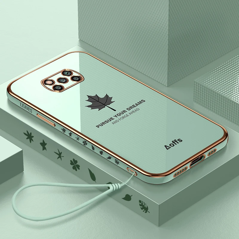 

Maple Leaf Electroplating Phone Case Case Poco X3 F3 M3 X4 Pro Xiaomi Mix4 9T Civi Luxury Bumper Soft Silicone Protective Cover
