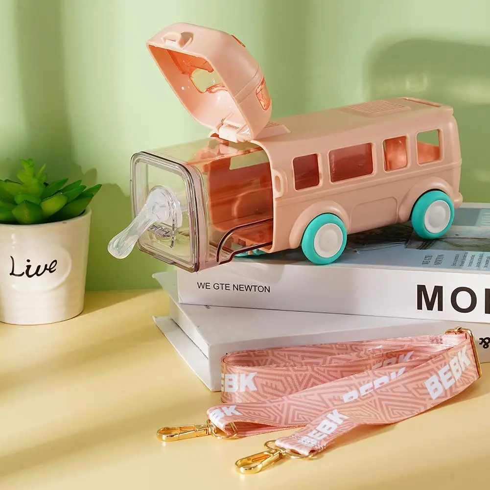 

Bus Shaped Water Bottle With Straw Cute Water Bottles For Girls Boys Outdoor Portable Tritan Water Cups For Kids B8Y6