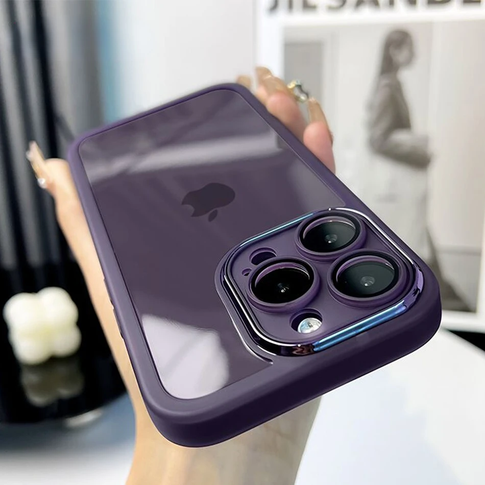 

UTOPER Candy Color Silicone Clear Case For iPhone 11 12 13 14 Plus Pro Max X XS XR 7 8 Plus Transparent Lens Film Soft Cover