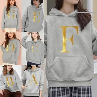 harajuku grey hoodies women letter print sweatshirts autumn hip hop pocket hooded women casual long sleeve tops streetwear
