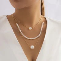 vintage imitation pearl snake chain choker necklaces for women wedding bride elegant ball pendant thin link accessories jewelry