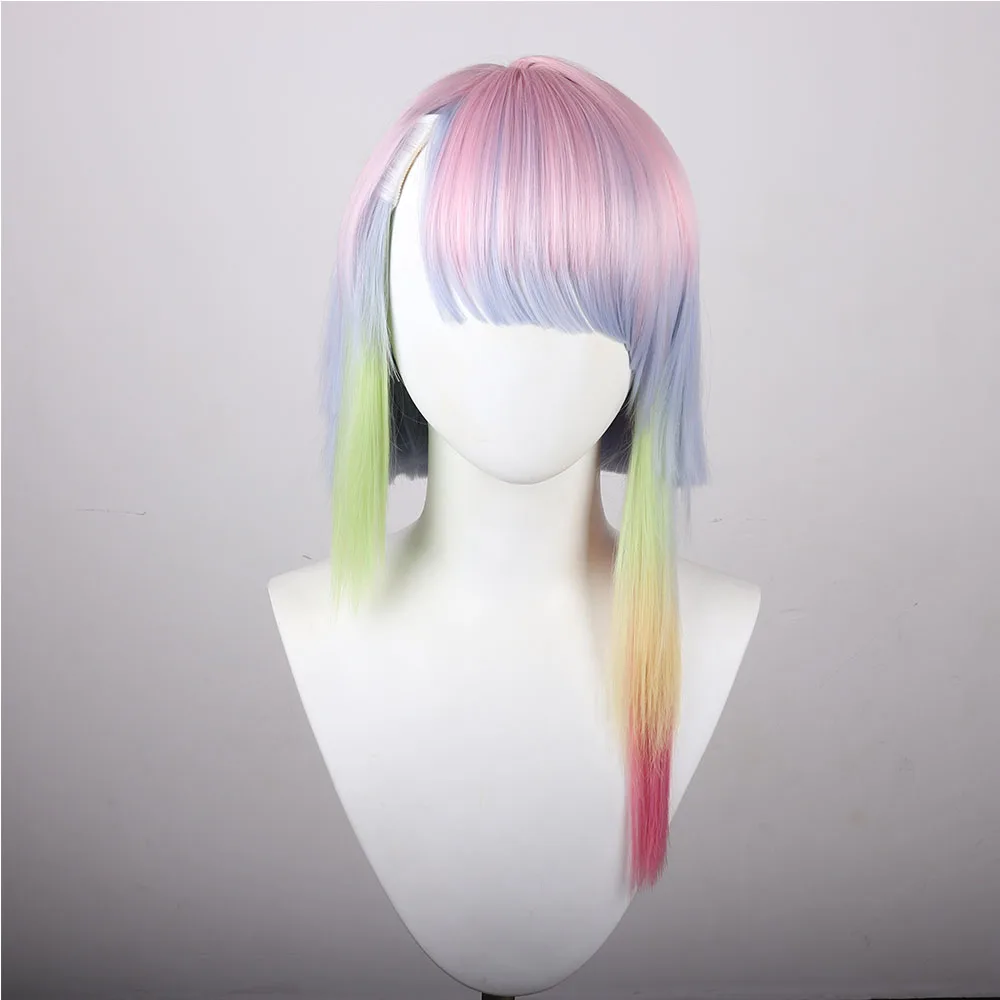 

Парик для косплея Люси из аниме «киберпанк: Edgerunners», милые короткие волосы Люси, 45 см, костюм для ролевой игры на Хэллоуин, подарок для девушки и женщины