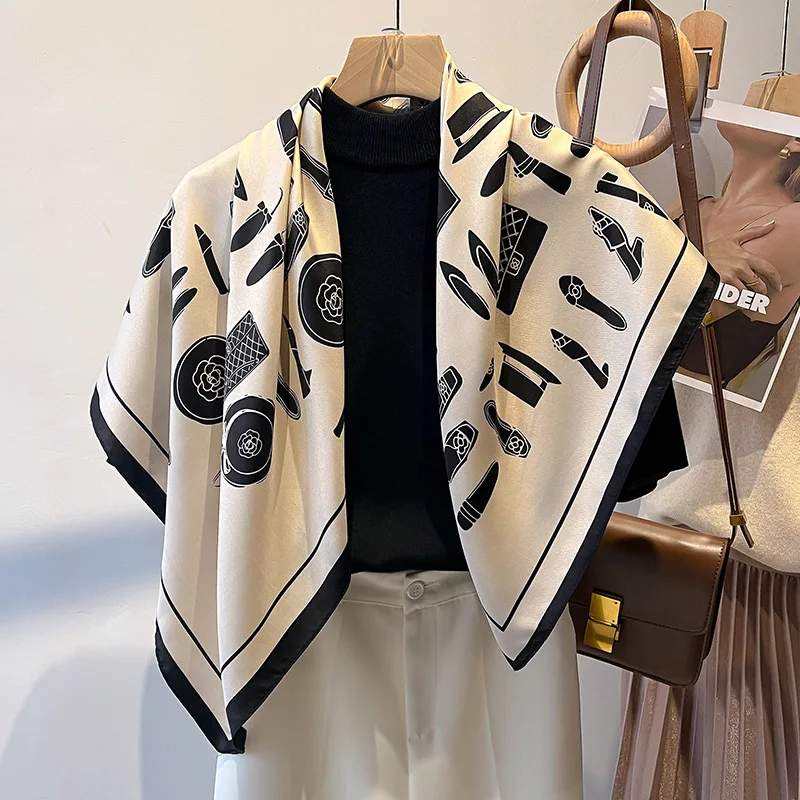

2023 Spring and Summner Luxury Design Square Scarf Women Outdoor Neck Protect Headband Scarf Hair Decorate Shawl 90*90cm Lady