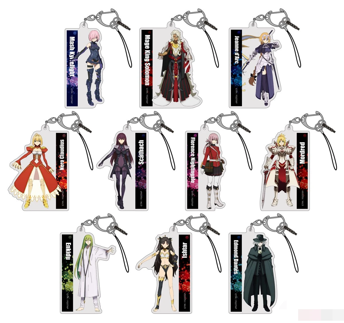 Anime Fate Grand Order Keychain Figure Doll FGO Mash Nero Mordred Enkidu Ishtar Jeanne d'Arc Acrylic Keyring Pendant for Gift